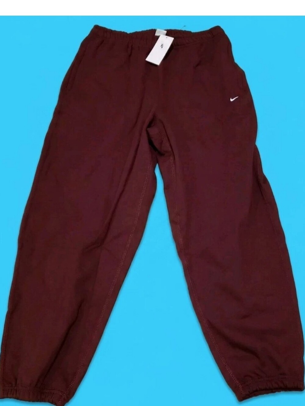 Nike Solo Swoosh Cuffed Fleece Pants Maroon Red